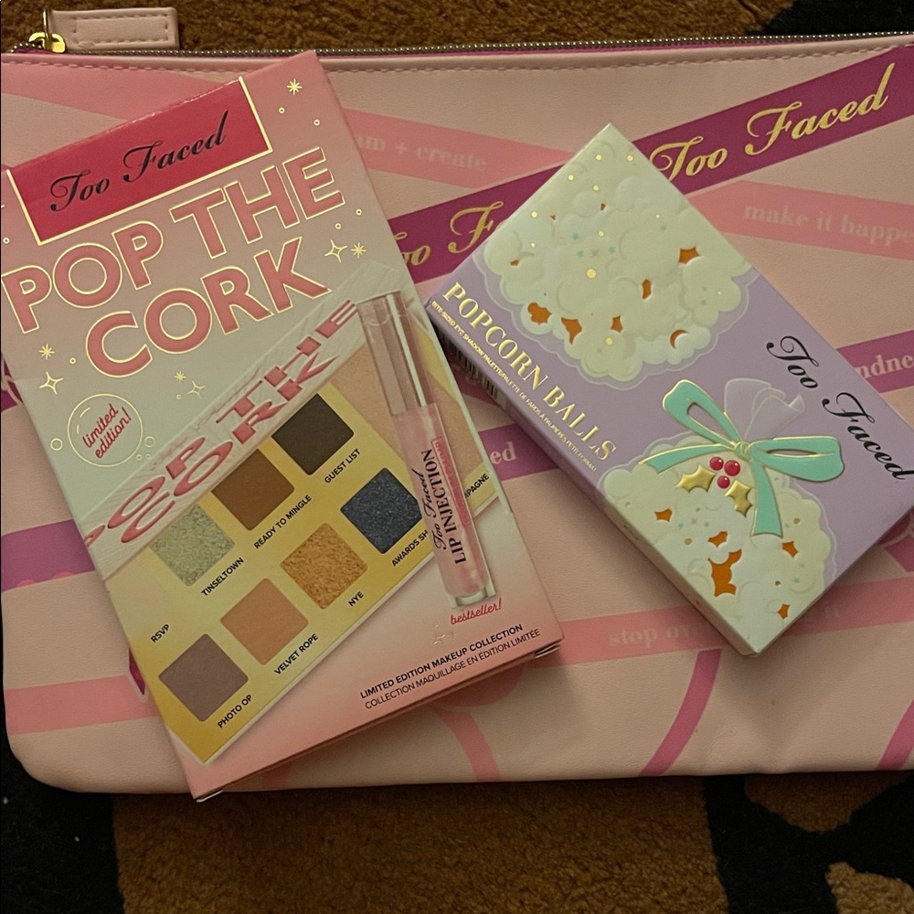 Too Faced Pop the Cork Palette and Popcorn Balls Eyeshadow Set